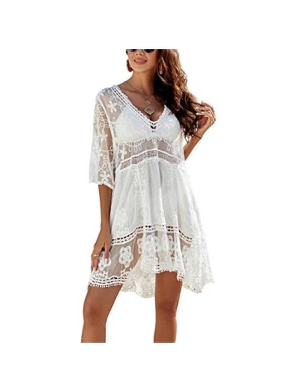 Women's Lace Beach Cover Up Bathing Suit Swim Dress